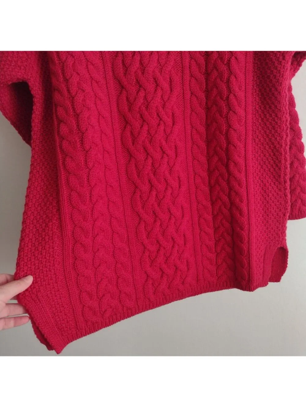 Aran Crafts Red Sweater XL NEW Wool Cashmere Cable Knit Fisherman Pullover NWT